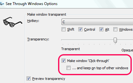 make window click through option