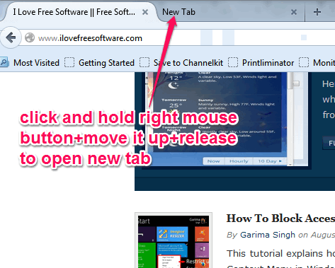 open a new tab with gesture