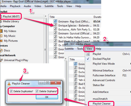 open playlist and use Playlist Cleaner option