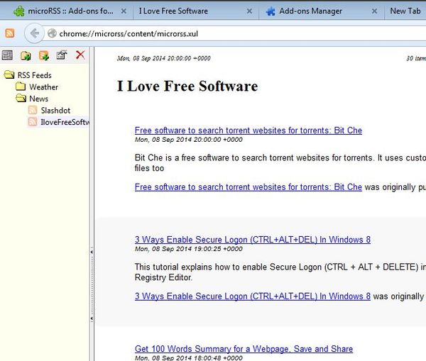 rss feed reading addons for Firefox 2