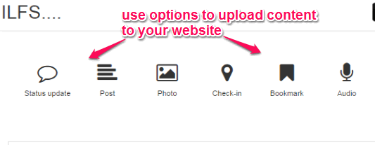select an option to upload content to your website