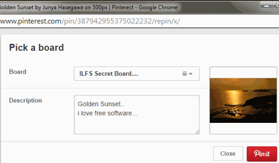 select board to pin the image