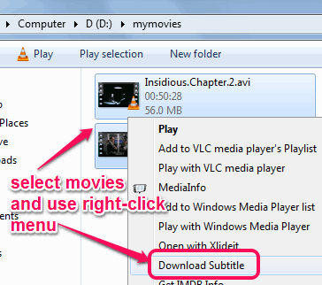 select movies and use right-click menu