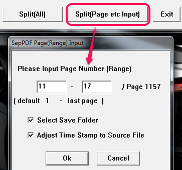 set pages range to create PDF files