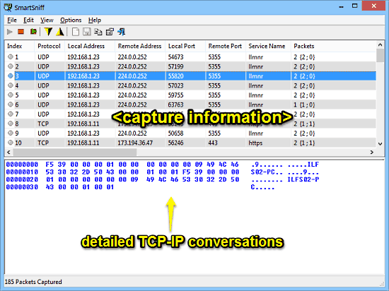 smartsniff captured info