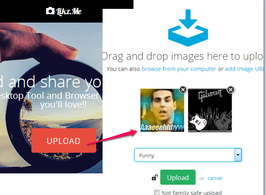 upload and share photos without sign in