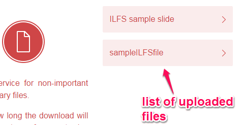 uploaded files list
