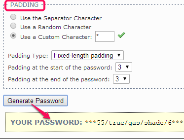 use padding and generate password