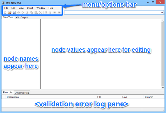 xml notepad ui