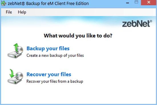 zebnet backup for em client mainui