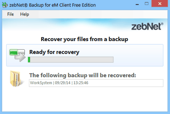 zebnet backup for em client recovery