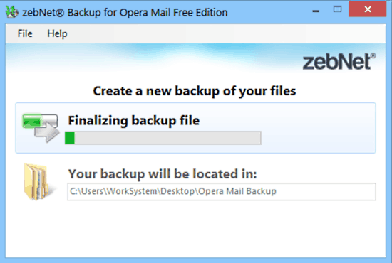 zebnet backup for opera mail backup
