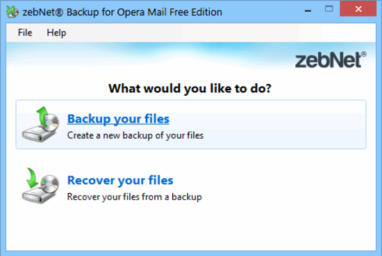 zebnet backup for opera mail in action