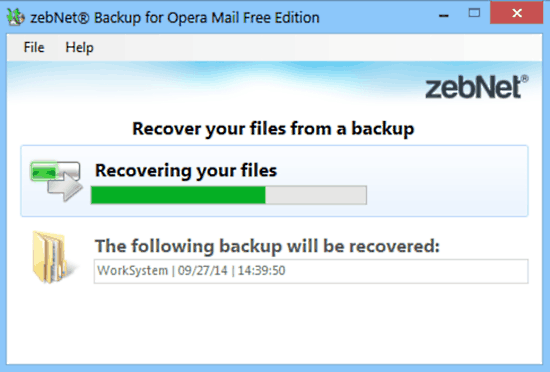zebnet backup for opera mail recovery