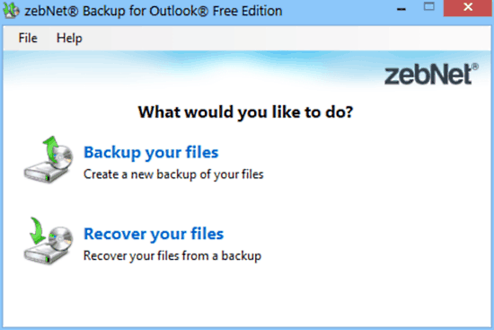 zebnet backup for outlook