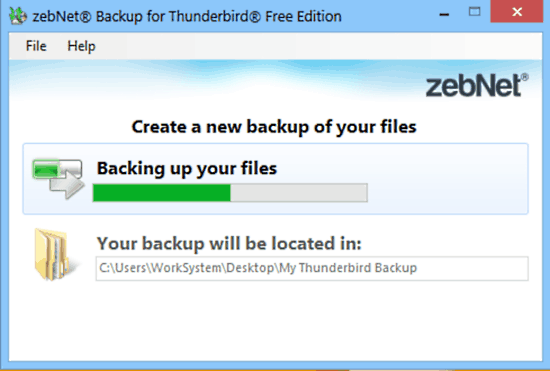 zebnet backup for thunderbird backup