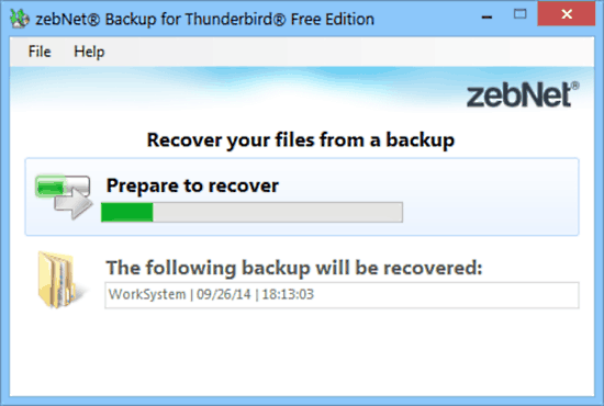 zebnet backup for thunderbird recovery