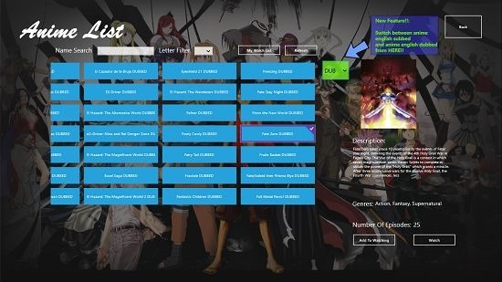 AnimeWatcherX select anime to watch