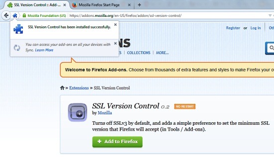 Firefox SSL Version Control Plugin