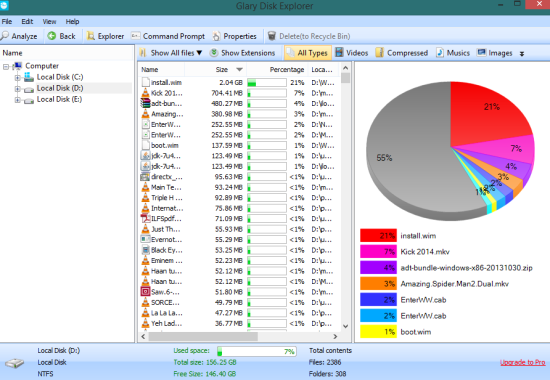 Glary Disk Explorer- free disk space analyzer
