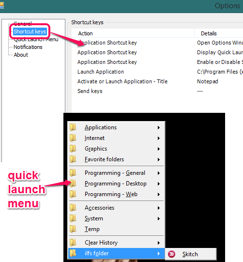Programmer's Tool- launch applications with quick menu and hotkeys