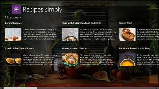 Recipes Simply Main Screen