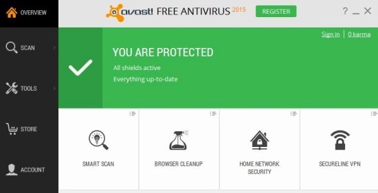 Avast 2015 Main UI