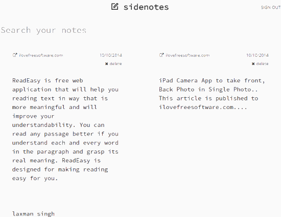 Sidenotes- store notes and sync with Dropbox account
