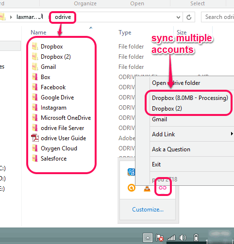 access files and folders of multiple cloud storage services from a single folder