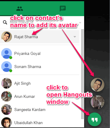 add avatars of your friends' using Hangouts window