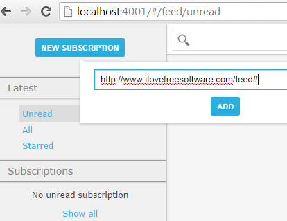 add rss feed URL for favorite website