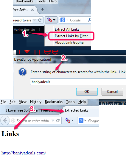 apply filter to extract links