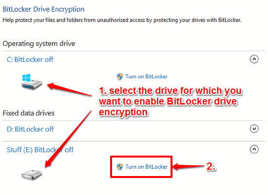 bitlocker encryption step 1