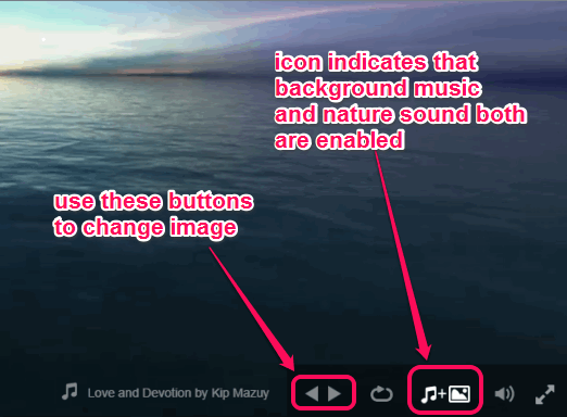 change image to listen to background music and nature sound