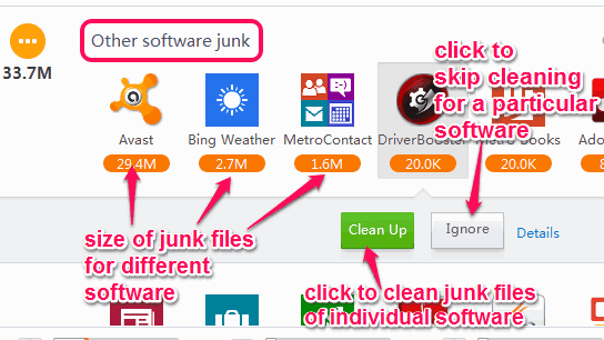check size of junk files and take actions