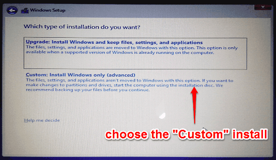 choose installation type