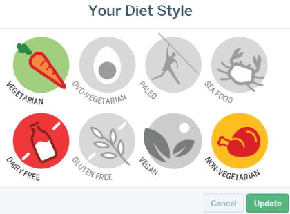 choose your diet style to receive recipe updates