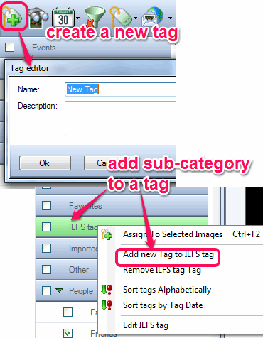 create custom tag and add sub-cateories to custom tag