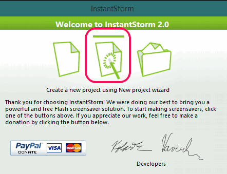 create new project using project wizard