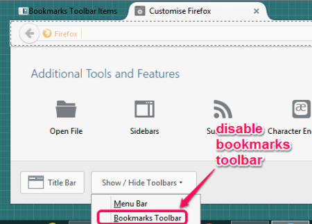 disable bookmarks toolbar