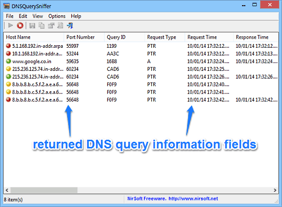 dnsquerysniffer working