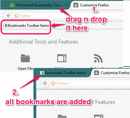 drag n drop Bookmarks Toolbar Items to tab