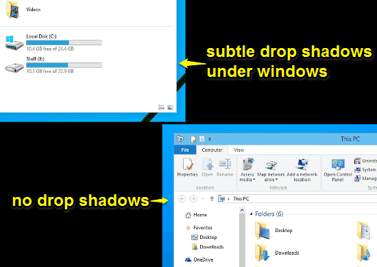 drop shadows vs. no drop shadows