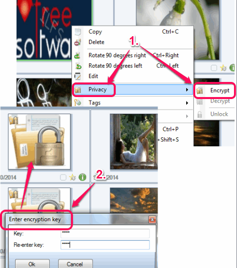 encrypt multiple photos together with password protection