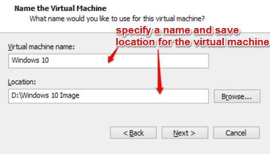 give virtual machine a name