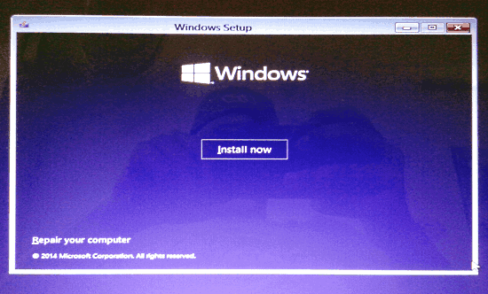 install now screen