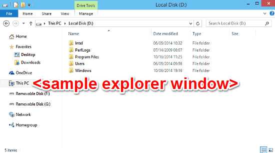 sample explorer window