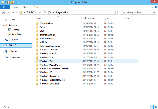 sample program files folder