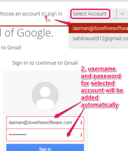 select account to login automatically