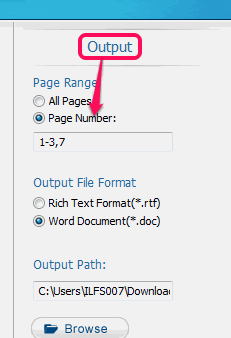 set page range and output format